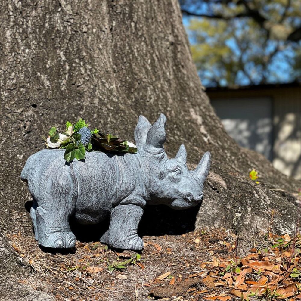 Charming Grey Rhino MGO Planter with Drain Holes, 18.5 inches